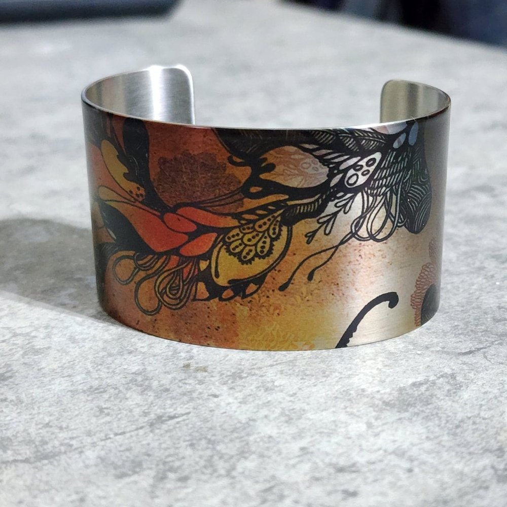 Tattooed Steel bracelet by Iveta Abolina